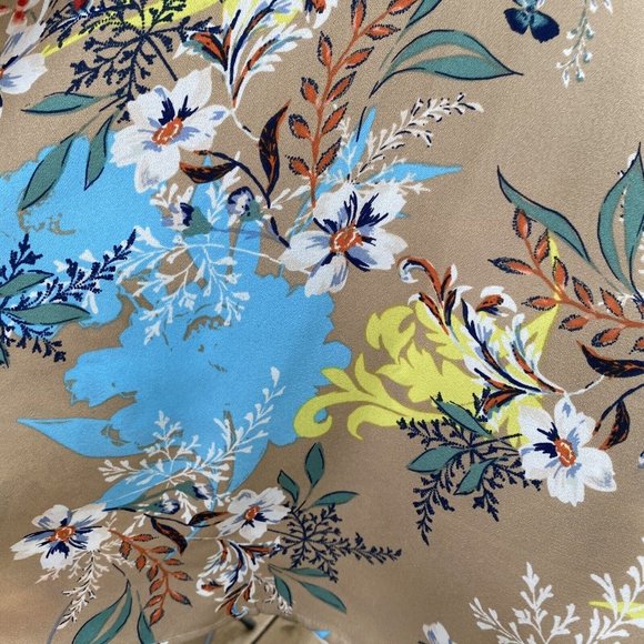 Nicole Miller Studio Floral Shift Dress Sz 12 Taupe Multi Off Shoulder Ties NWT - Picture 6 of 12